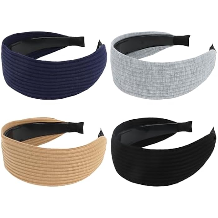ACO-UINT 4 Pack Headbands for Women, Wide Headbands Large Head Bands for Women's Hair, Non-slip Thick Headbands with Teeth Fashion Hairbands Hair Accessories for Women - Image 1